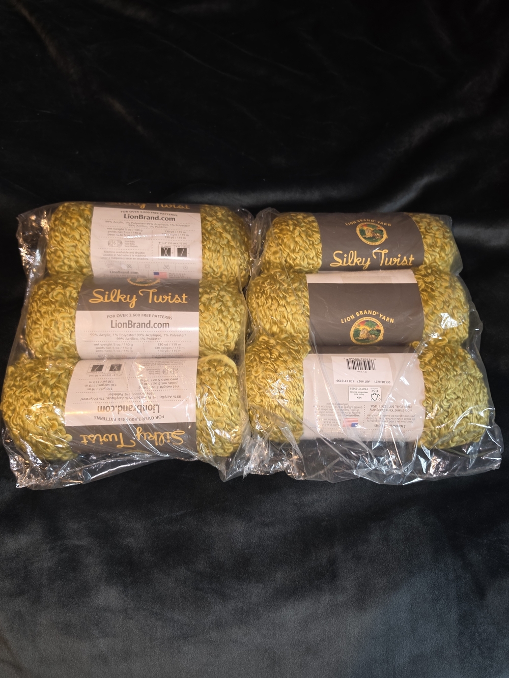 Lion Brand Silky Twist Yarn Olive 6 Skeins – New/Sealed